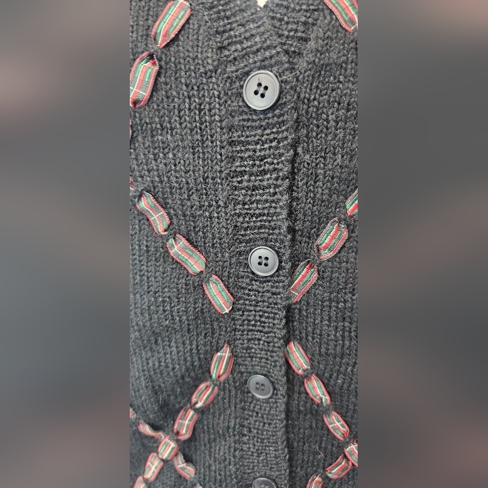 Vintage 90s Pendleton Sweater Vest Womens Petite Small Black Wool Ugly Christmas - Picture 3 of 12
